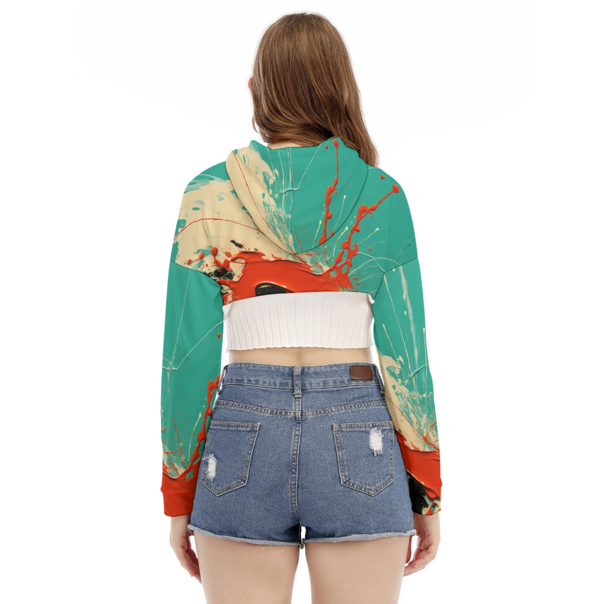 All-Over Print Women's Smock Short Hoodie With Long Sleeve