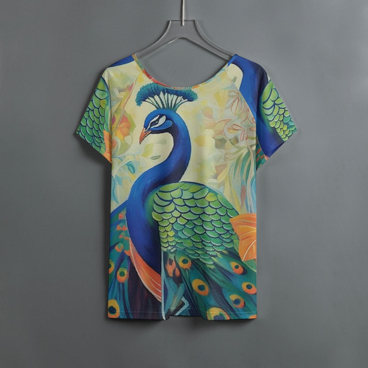 All-Over Print Women's Round Neck T-shirt With Raglan Sleeve