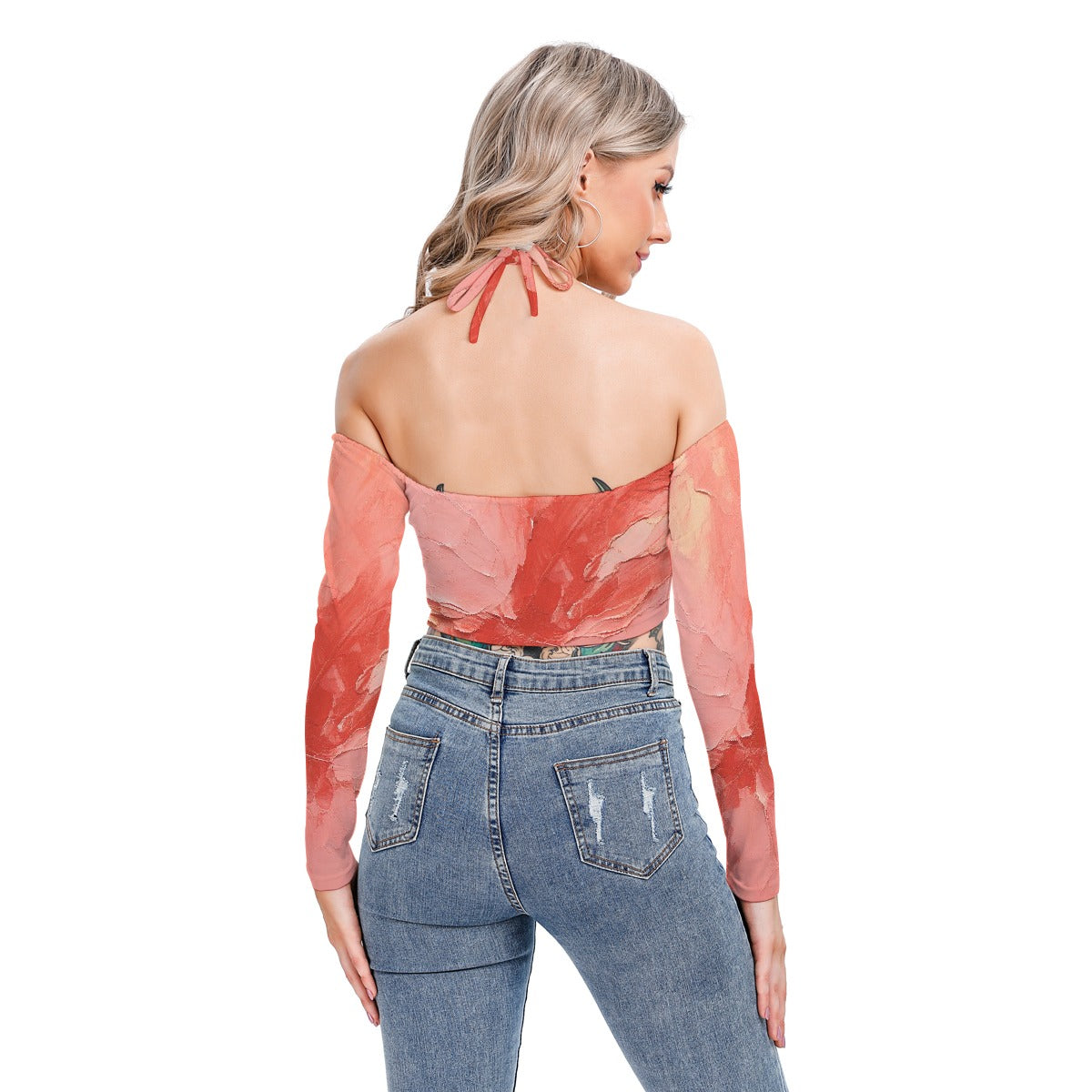 All-Over Print Women's Halter Lace-up Top