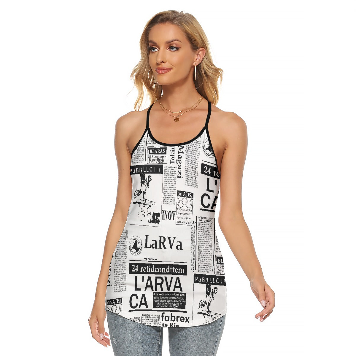 All-Over Print Women's Criss-Cross Open Back Tank Top