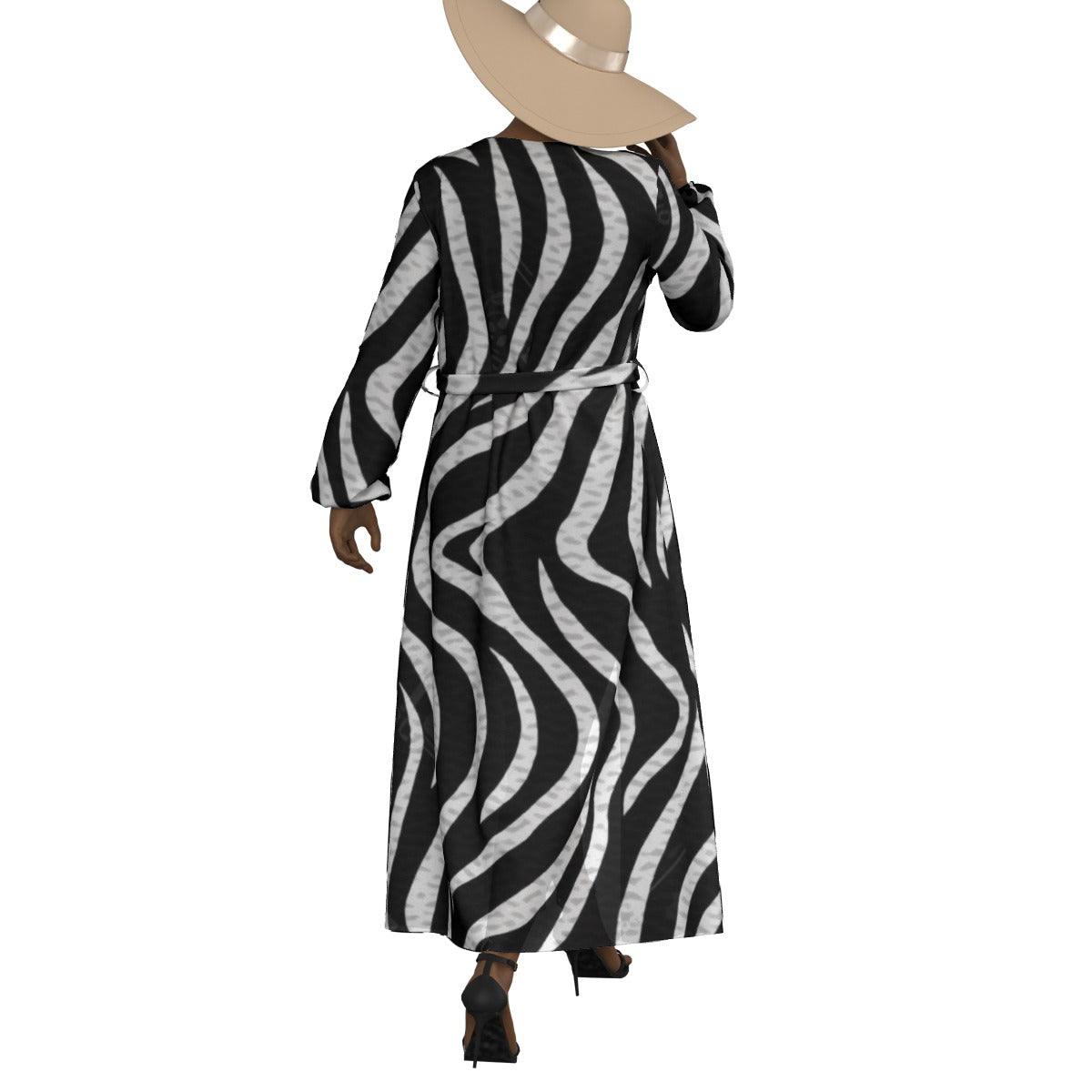 All-Over Print Women's Lace-up Chiffon Robe