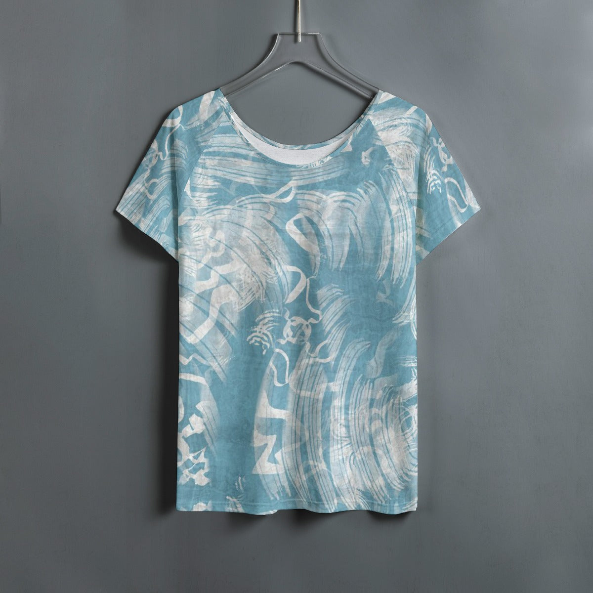 All-Over Print Women's Round Neck T-shirt With Raglan Sleeve
