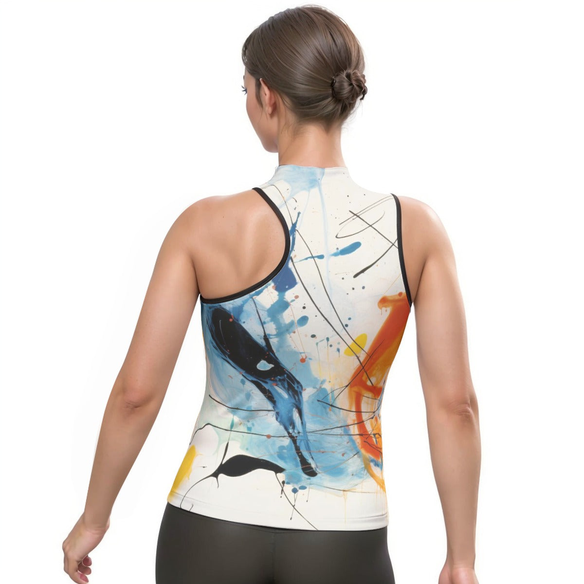 All-Over Print Women's Halter Sleeveless Asymmetrical Tank Top