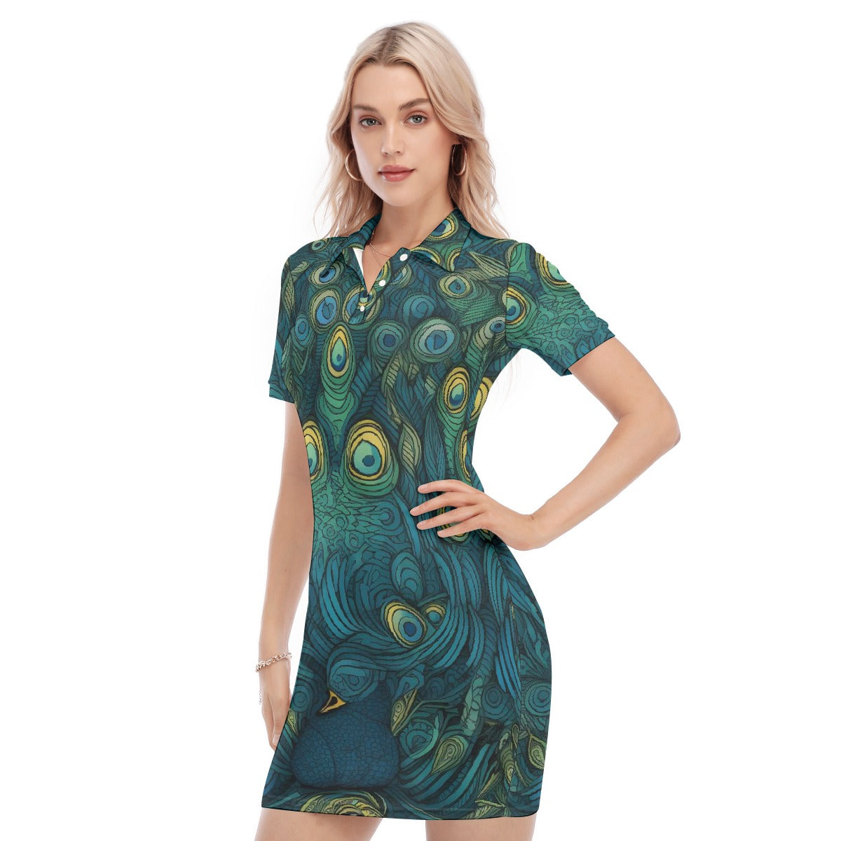 All-Over Print Women's Polo Collar Dress