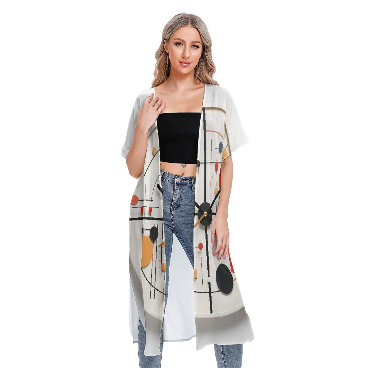 All-Over Print Women's Short Sleeve Cardigan