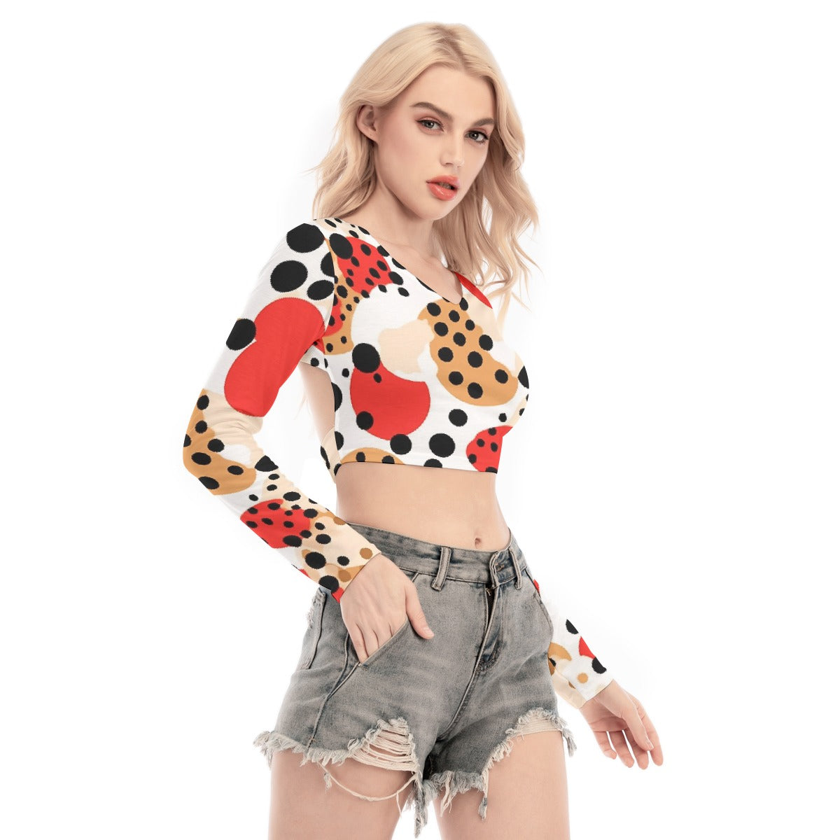 All-Over Print Women's Back Hollow T-shirt With Strap