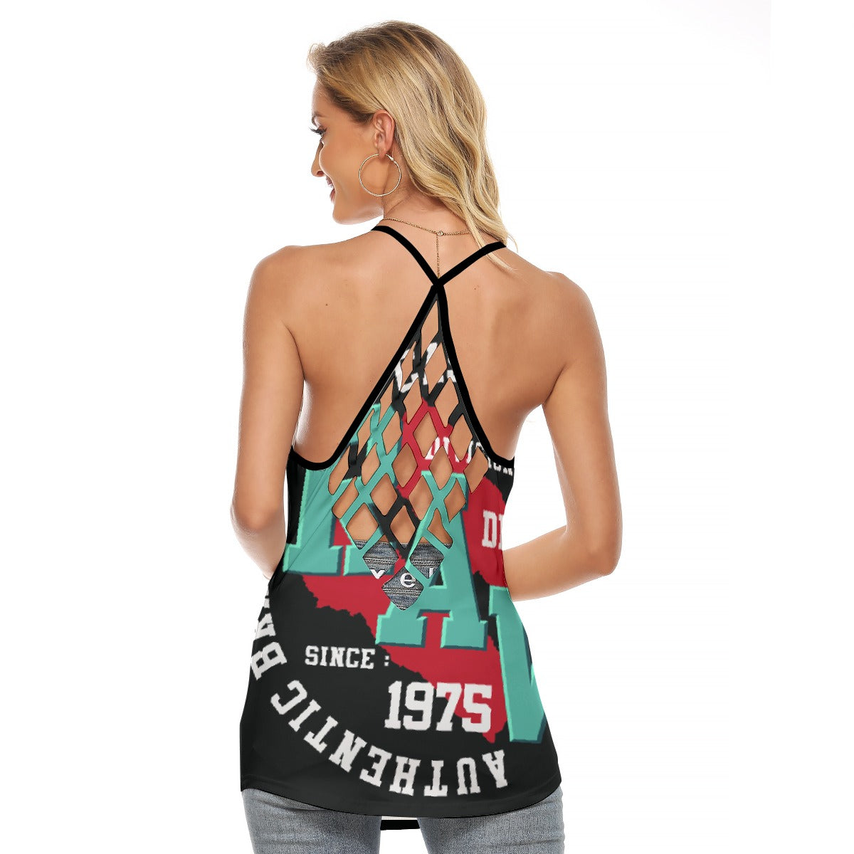 All-Over Print Women's Criss-Cross Open Back Tank Top