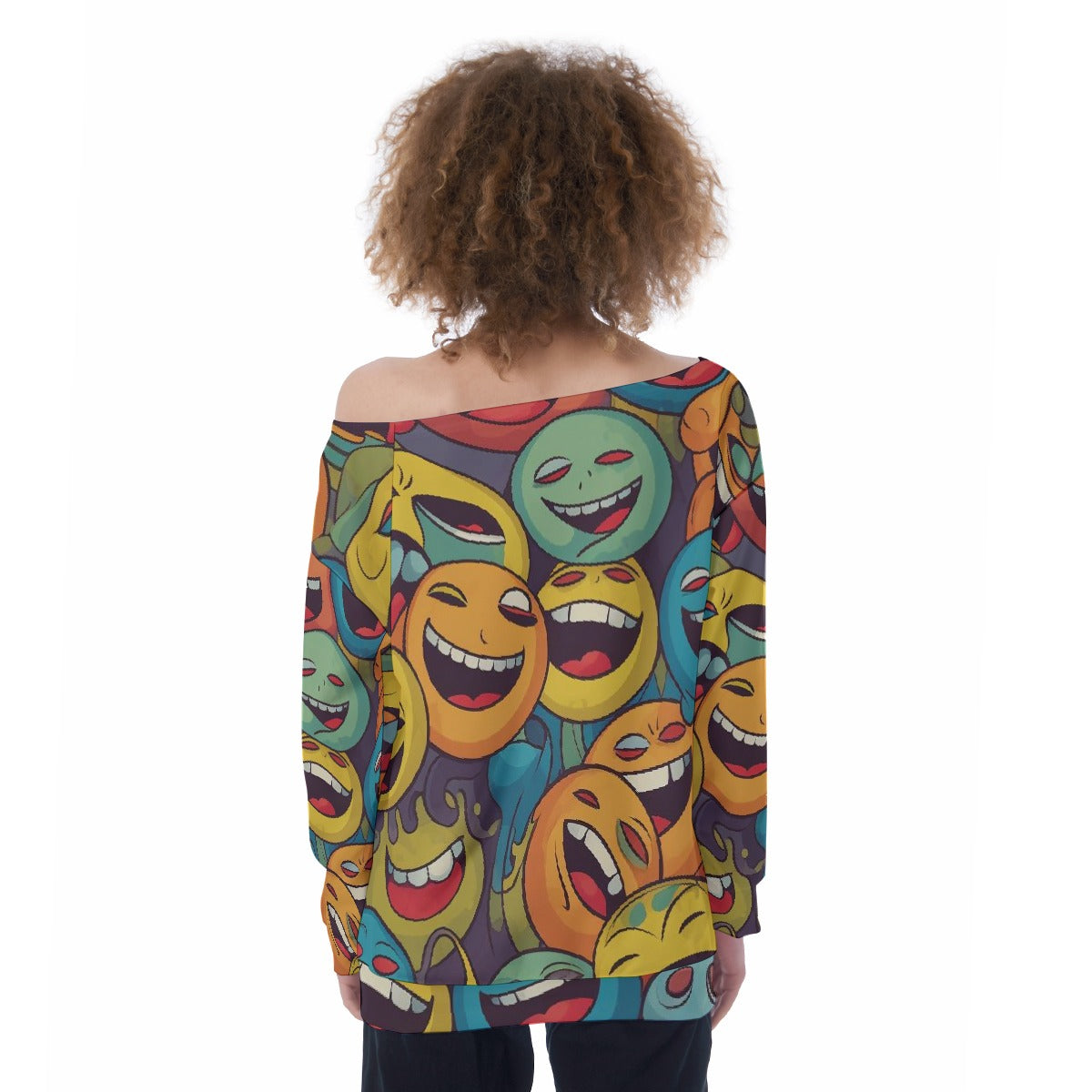 All-Over Print Oversized Women's Off-Shoulder Sweatshirt