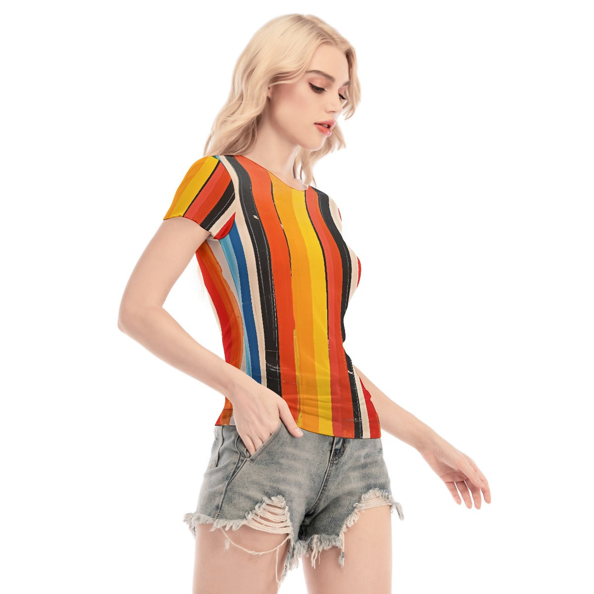 All-Over Print Women's Short Sleeve Mesh Blouse