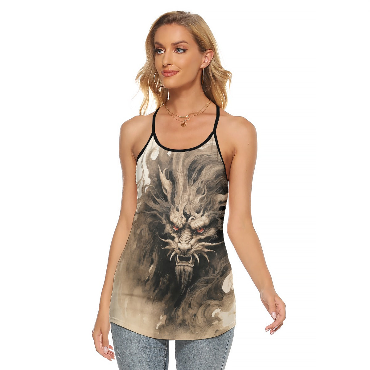 All-Over Print Women's Criss-Cross Open Back Tank Top