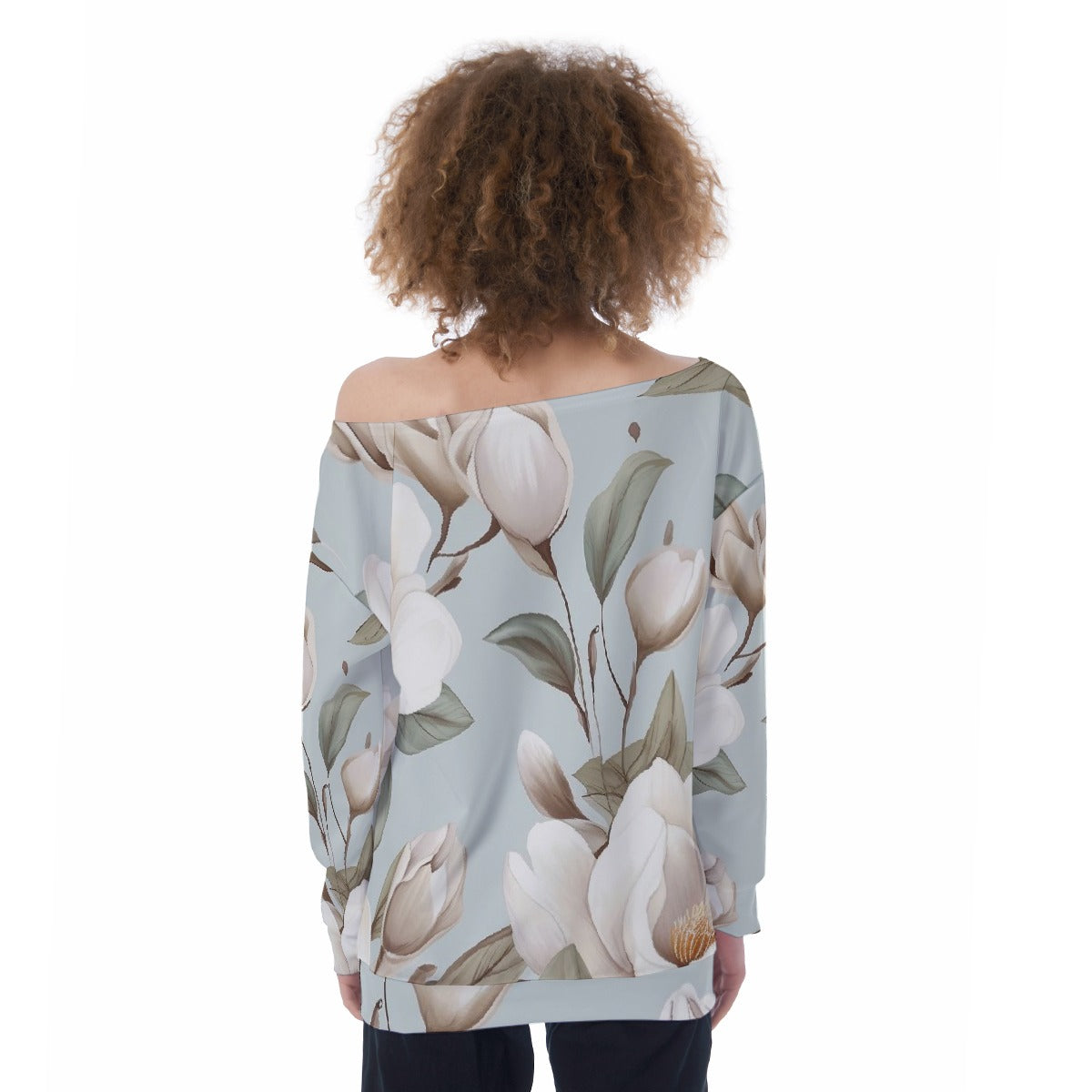 All-Over Print Oversized Women's Off-Shoulder Sweatshirt