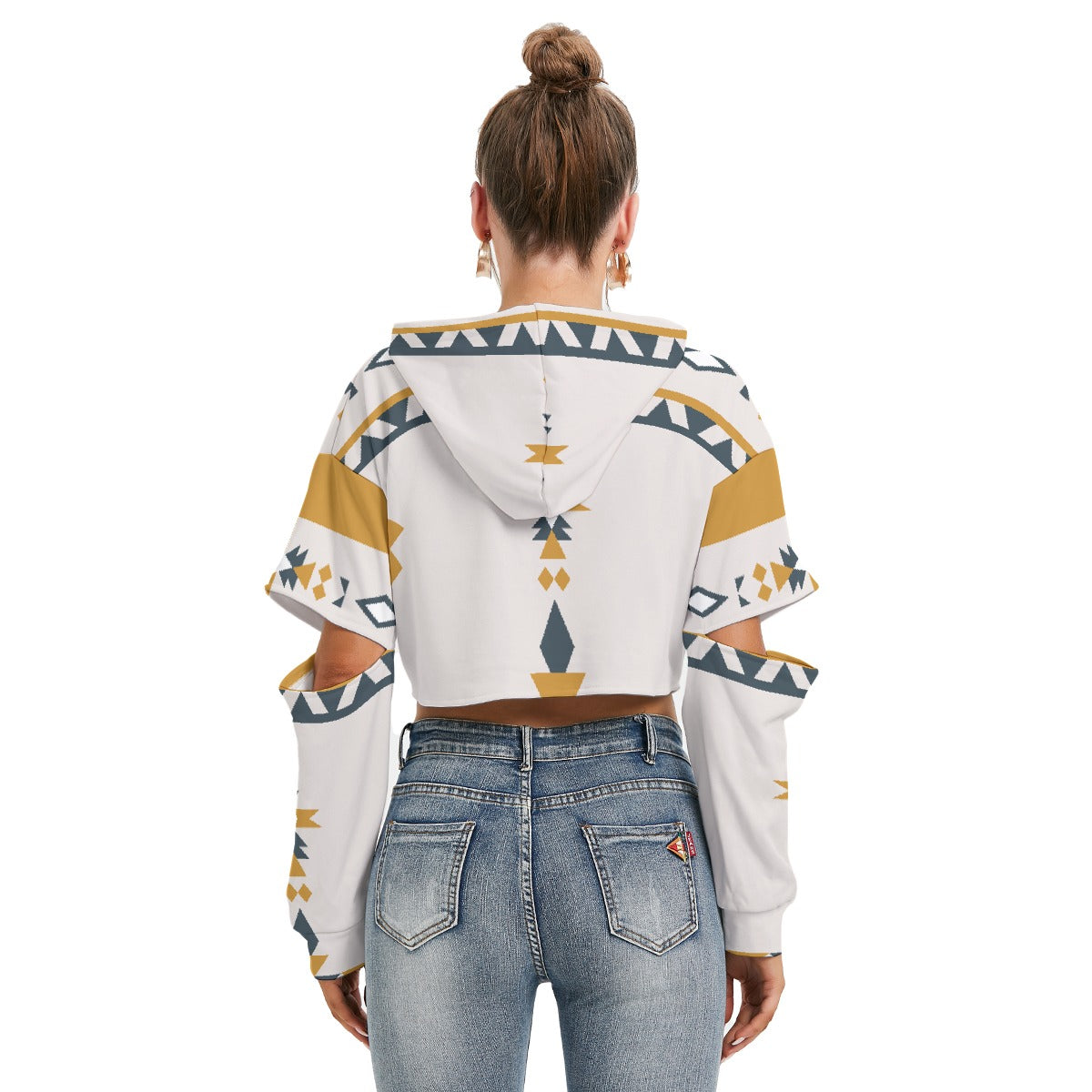 All-Over Print Women's Heavy Fleece Hoodie With Hollow Out Sleeve