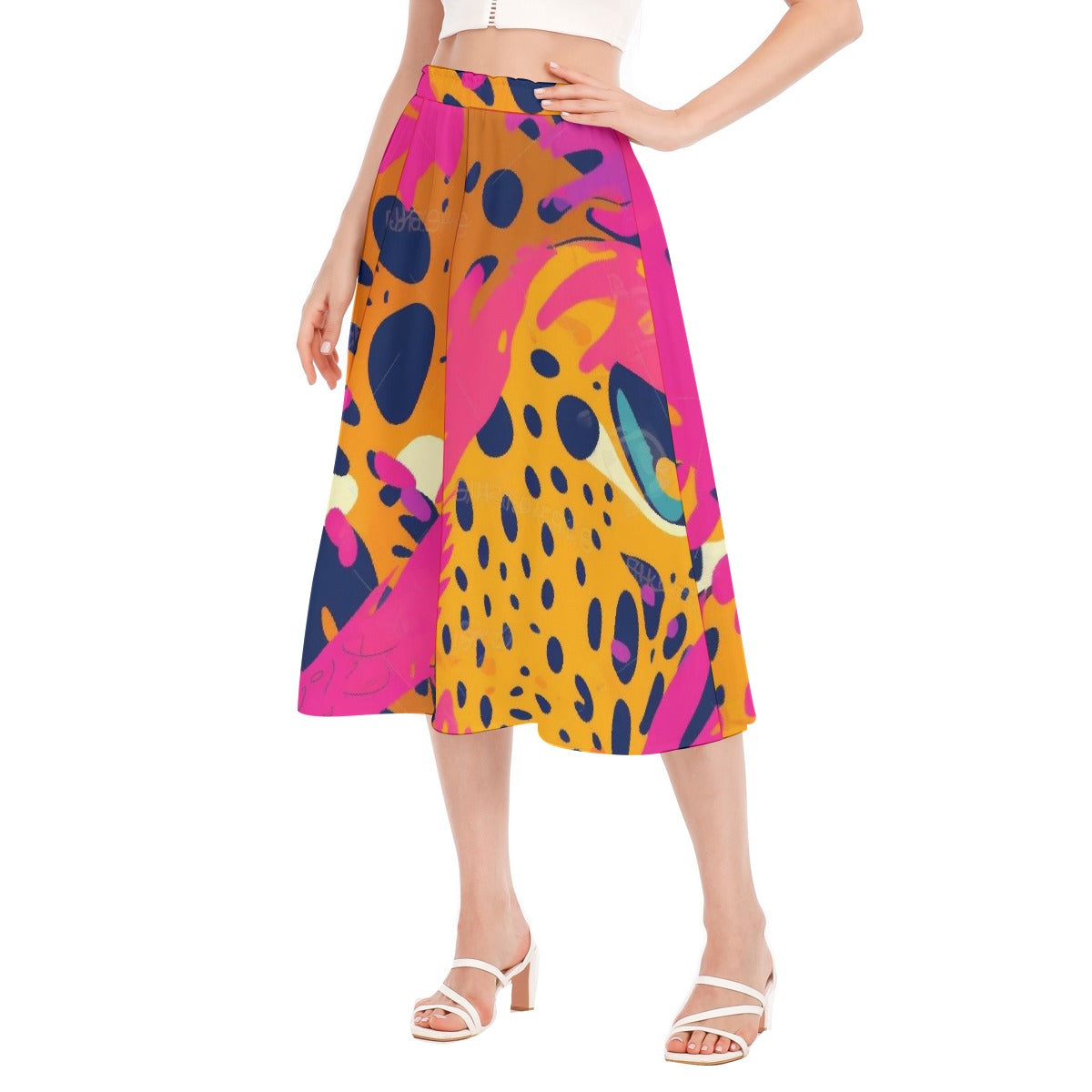 All-Over Print Women's Long Section Chiffon Skirt