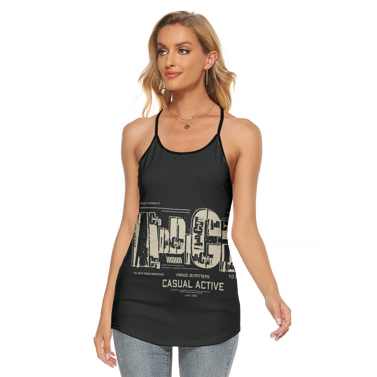 All-Over Print Women's Criss-Cross Open Back Tank Top