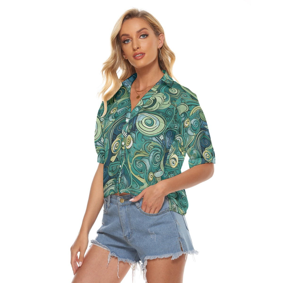 All-Over Print Women's V-neck Shirts