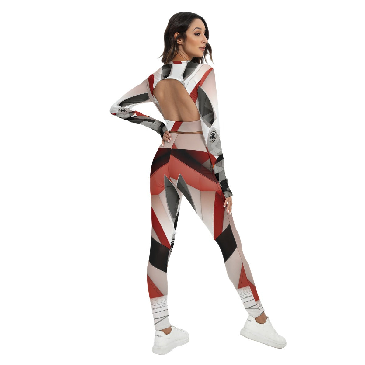 All-Over Print Women's Sport Set With Backless Top And Leggings