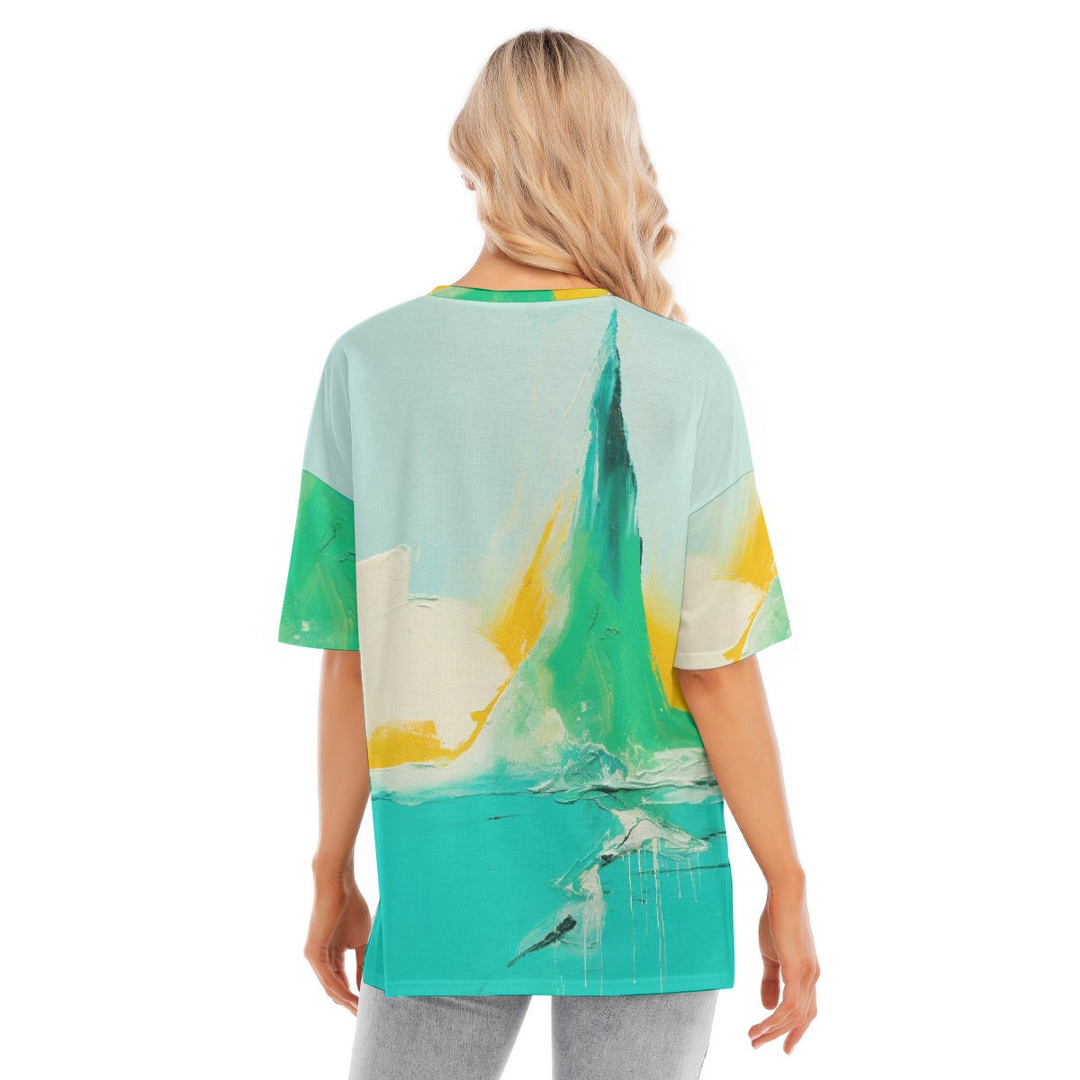All-Over Print Women's Short Sleeves T-shirt With Hem Split