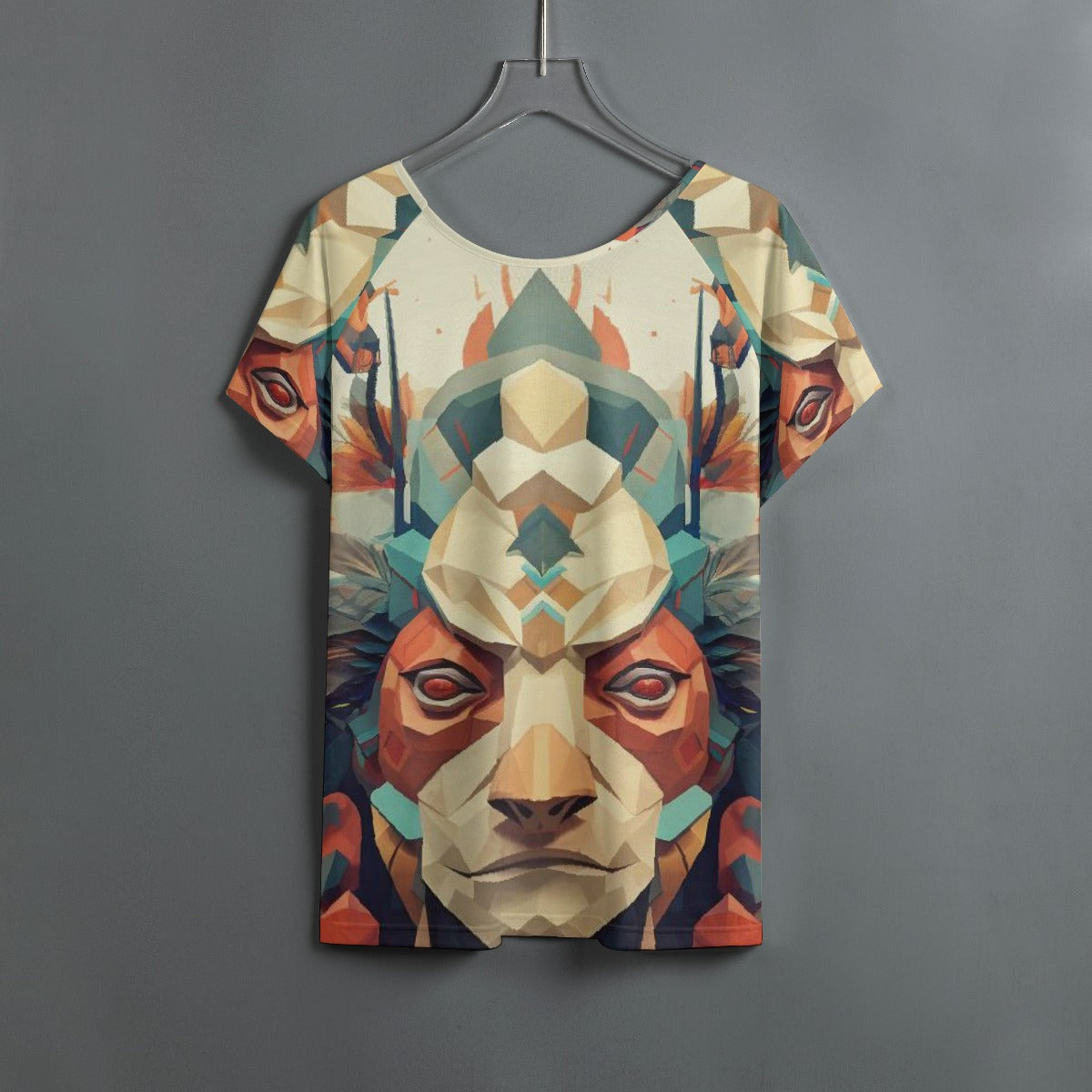 All-Over Print Women's Round Neck T-shirt With Raglan Sleeve