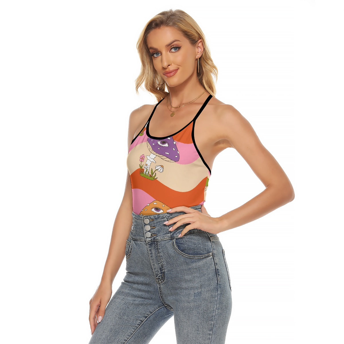 All-Over Print Women's Criss-Cross Open Back Tank Top