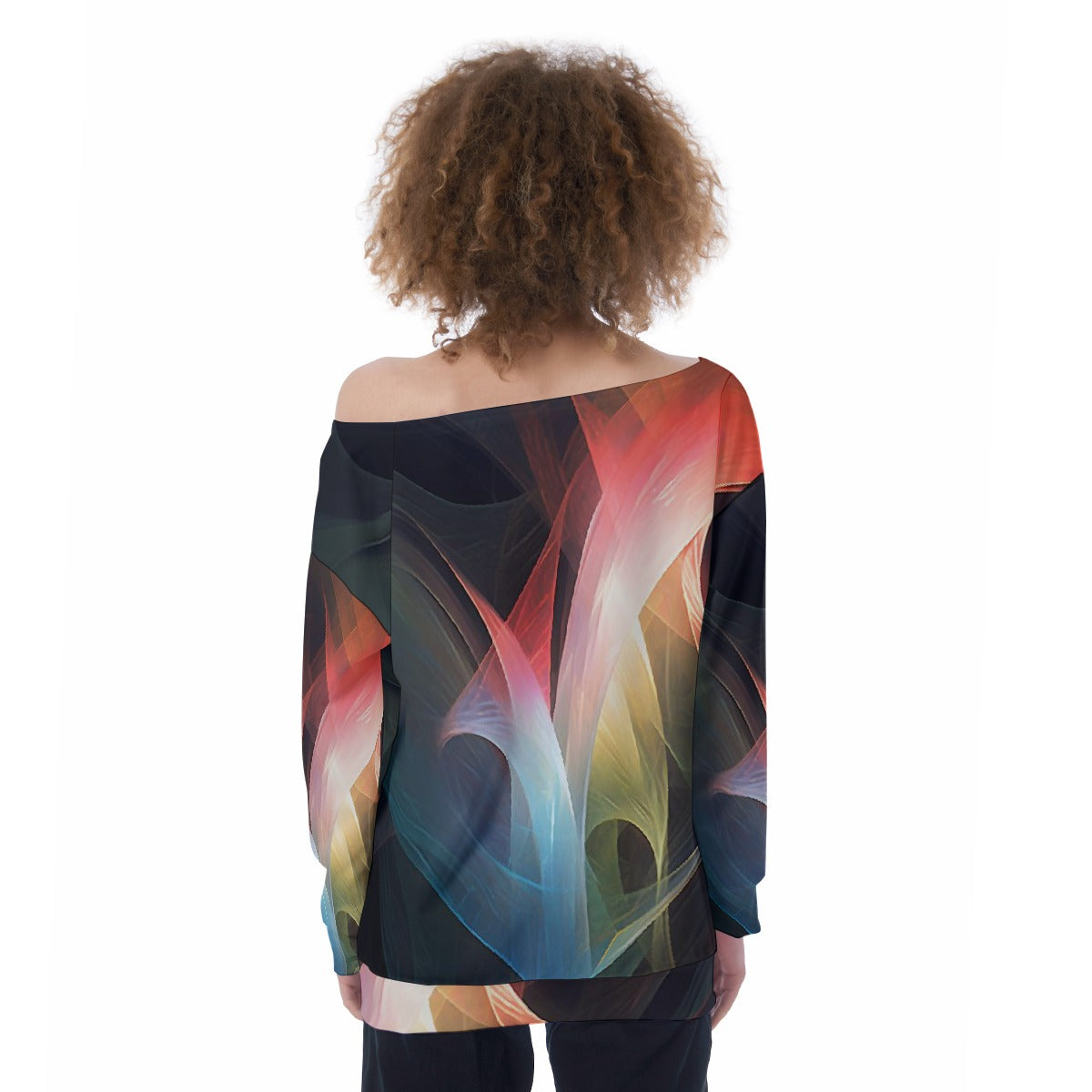 All-Over Print Oversized Women's Off-Shoulder Sweatshirt