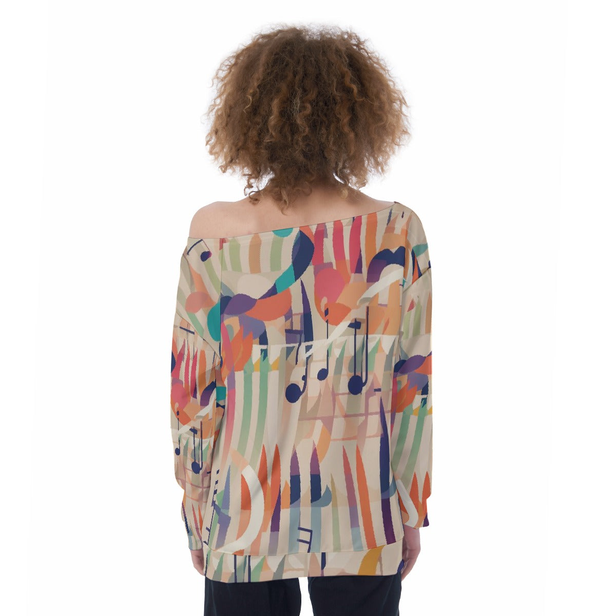 All-Over Print Oversized Women's Off-Shoulder Sweatshirt