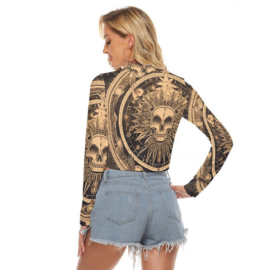 All-Over Print Women's Hollow Chest Keyhole Tight Crop Top