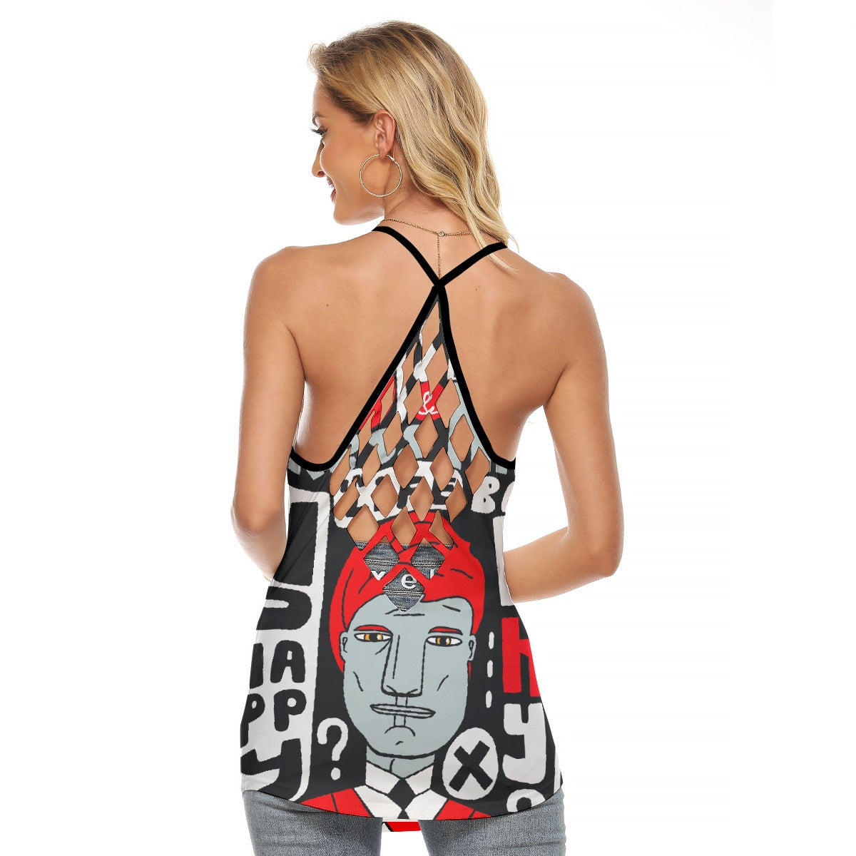 All-Over Print Women's Criss-Cross Open Back Tank Top