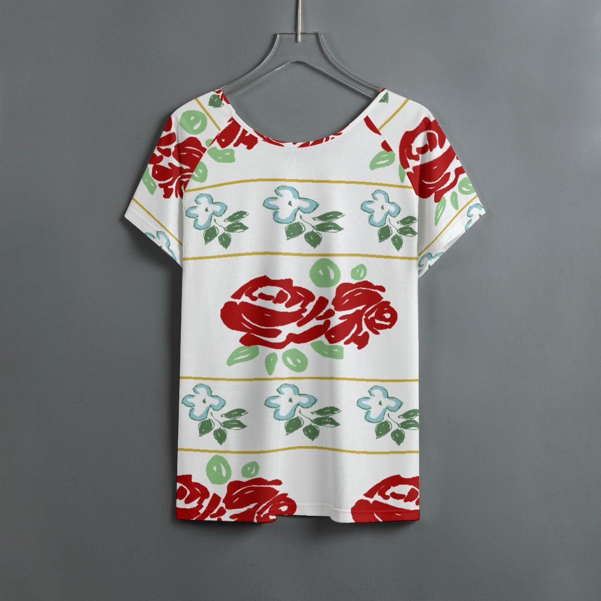 All-Over Print Women's Round Neck T-shirt With Raglan Sleeve