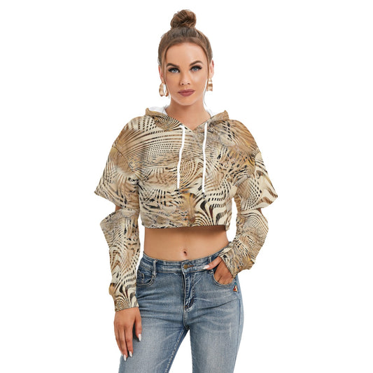 All-Over Print Women's Heavy Fleece Hoodie With Hollow Out Sleeve