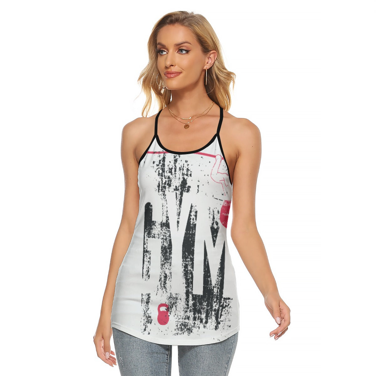 All-Over Print Women's Criss-Cross Open Back Tank Top