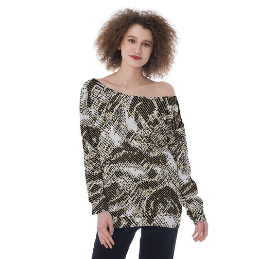 All-Over Print Oversized Women's Off-Shoulder Sweatshirt