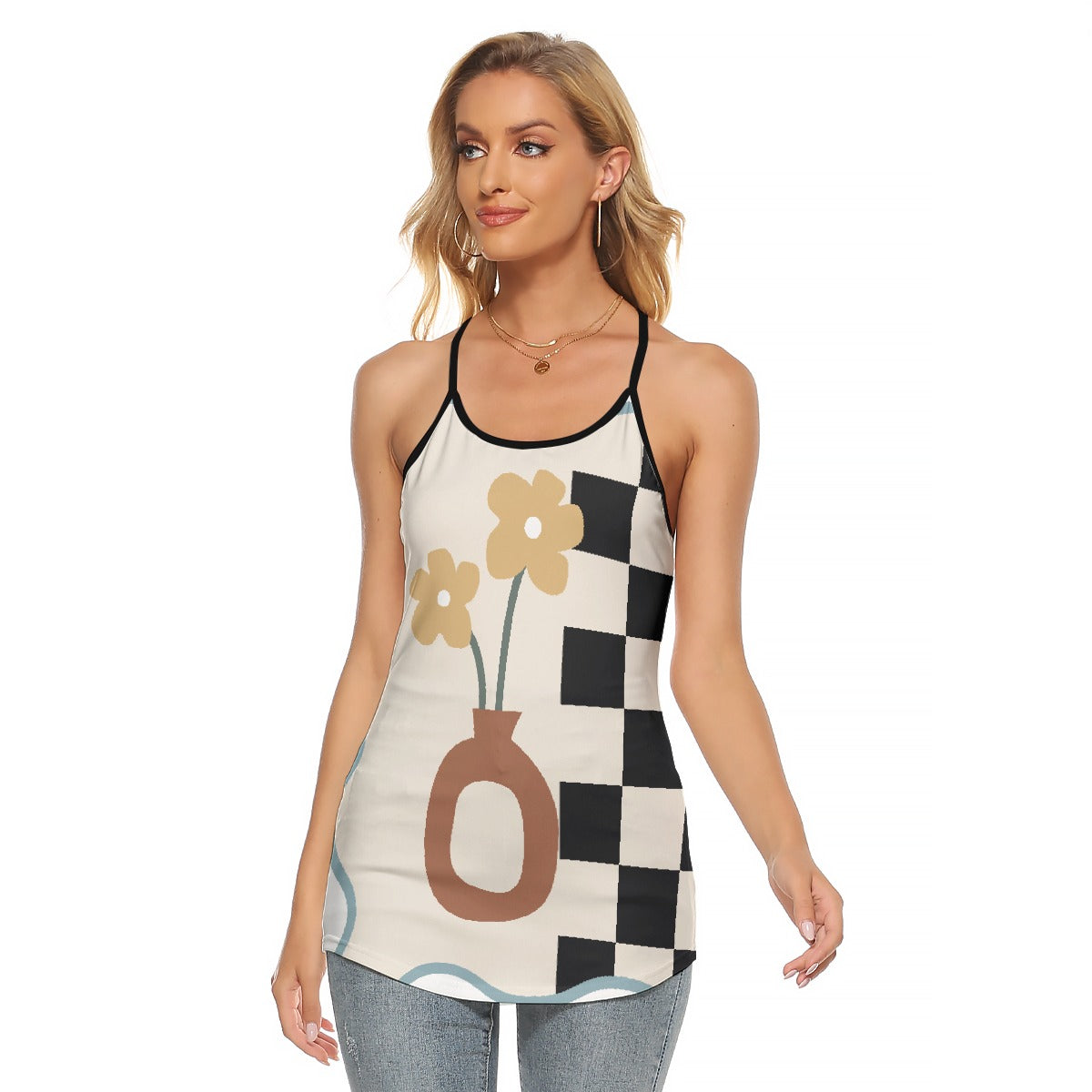 All-Over Print Women's Criss-Cross Open Back Tank Top