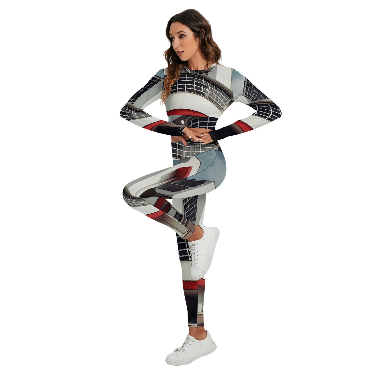 All-Over Print Women's Sport Set With Backless Top And Leggings