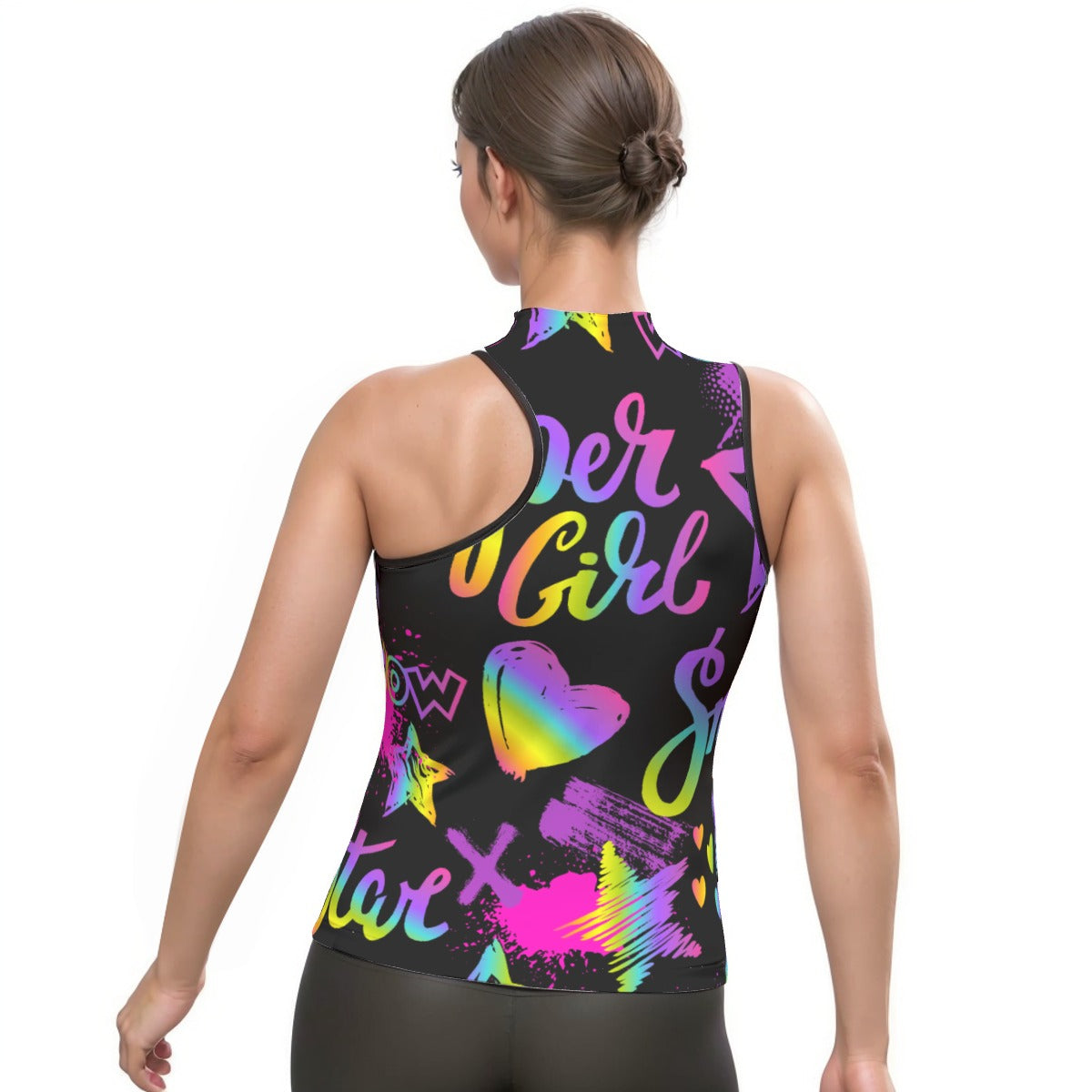 All-Over Print Women's Halter Sleeveless Asymmetrical Tank Top