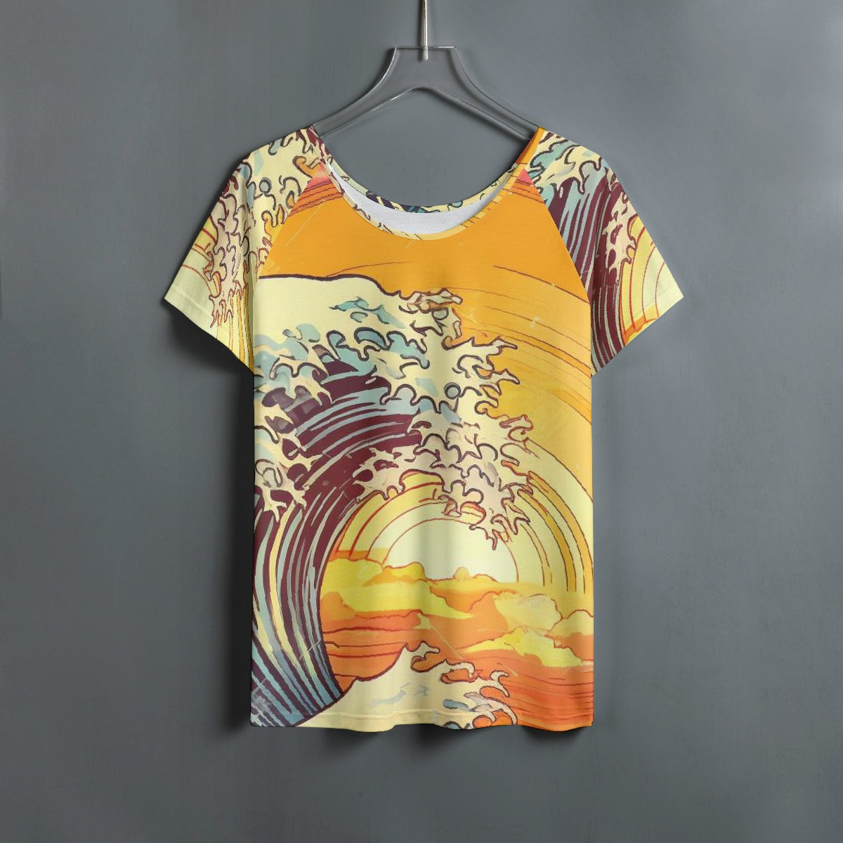 All-Over Print Women's Round Neck T-shirt With Raglan Sleeve