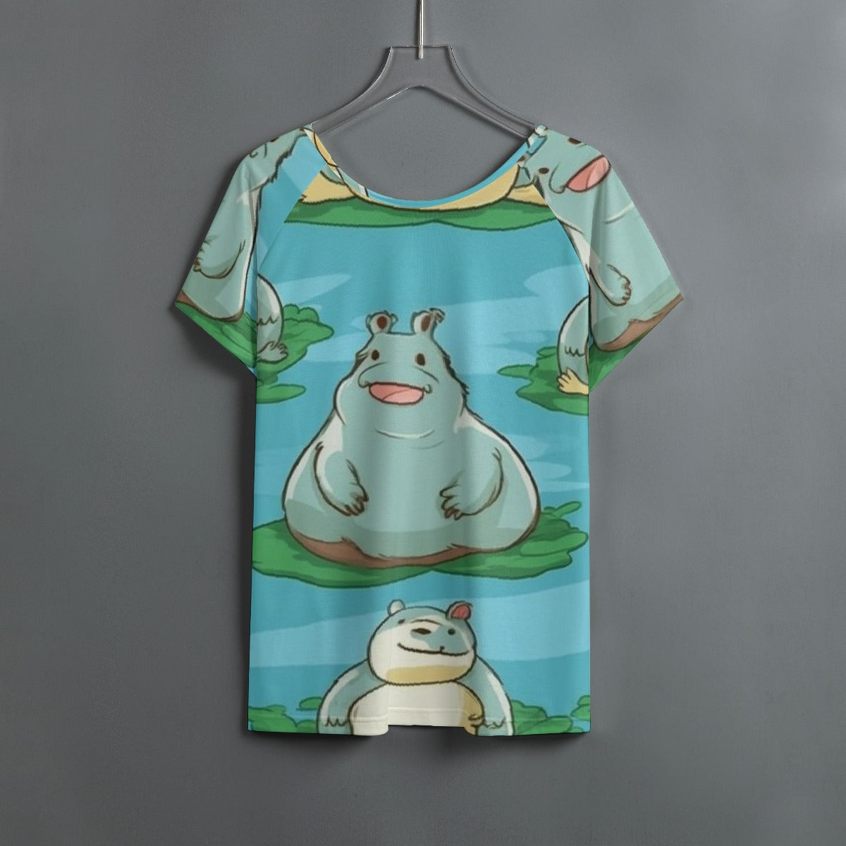 All-Over Print Women's Round Neck T-shirt With Raglan Sleeve