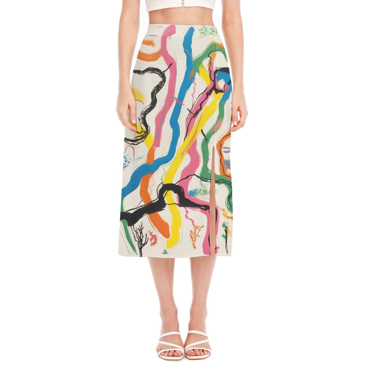 All-Over Print Women's High Slit Long Skirt