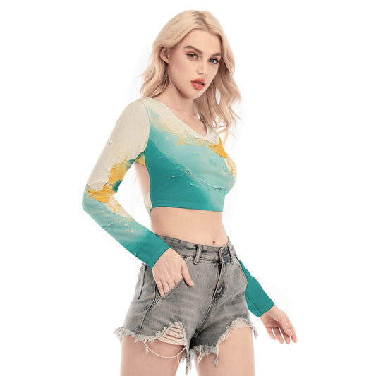 All-Over Print Women's Back Hollow T-shirt With Strap