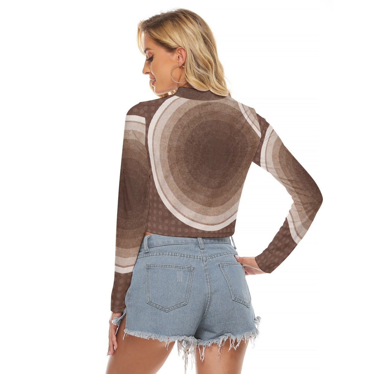 All-Over Print Women's Hollow Chest Keyhole Tight Crop Top