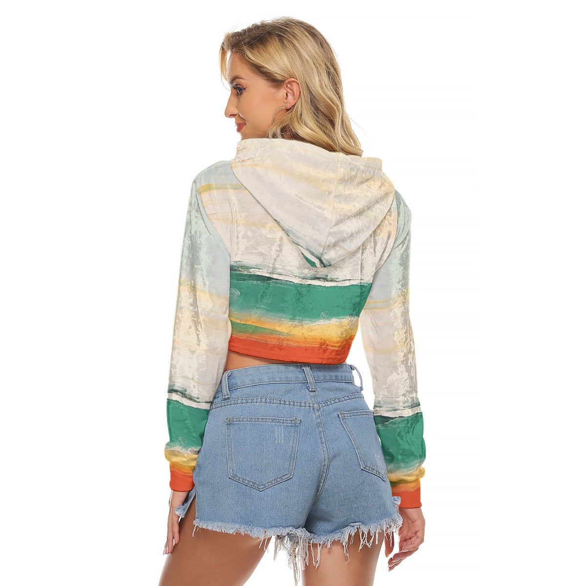 All-Over Print Women's Crop Top Hoodie|Velvet