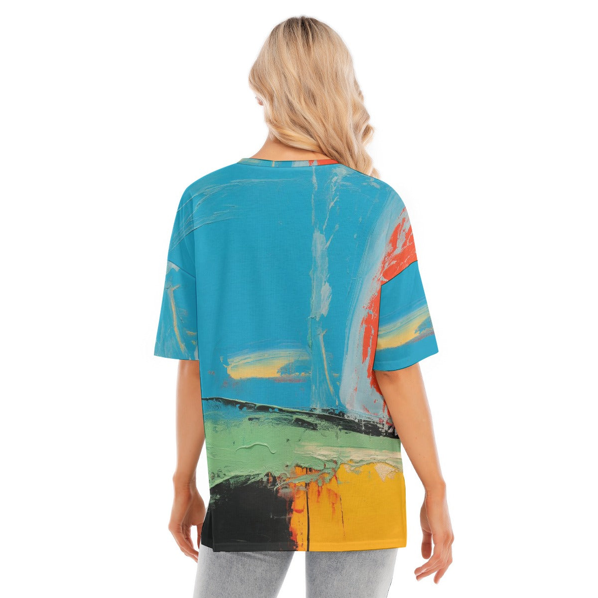 All-Over Print Women's Short Sleeves T-shirt With Hem Split