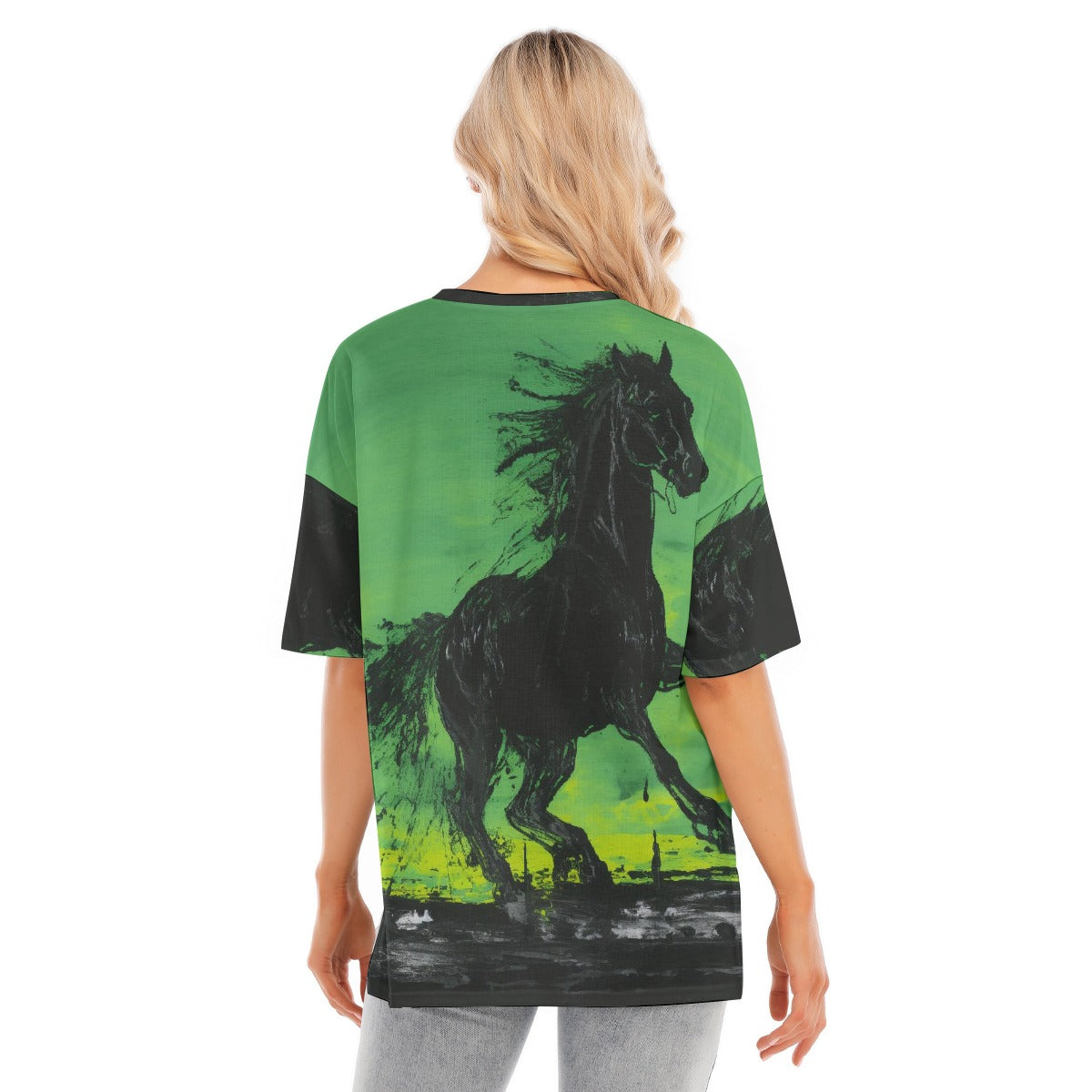 All-Over Print Women's Short Sleeves T-shirt With Hem Split