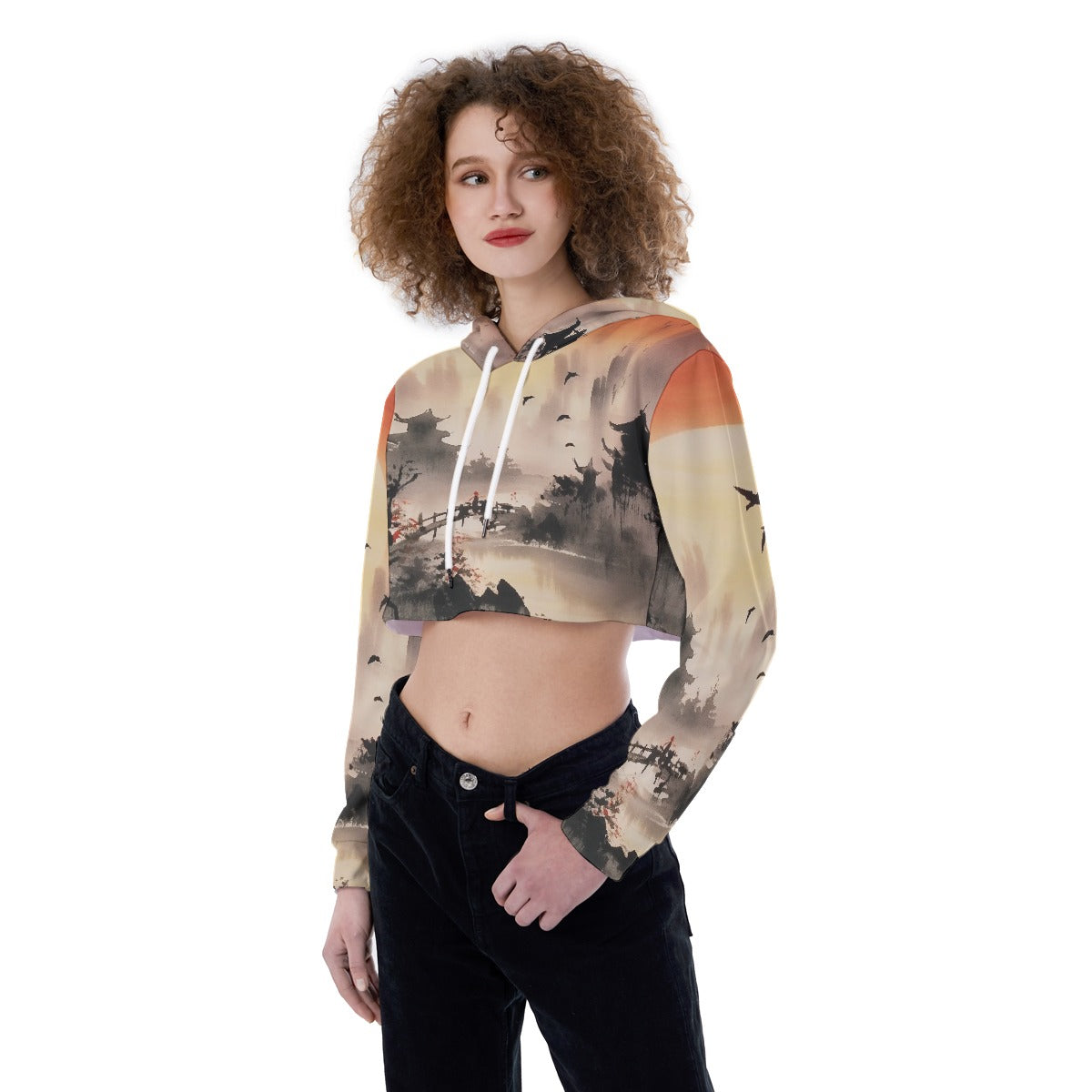 All-Over Print Women's Crop Top Hoodie
