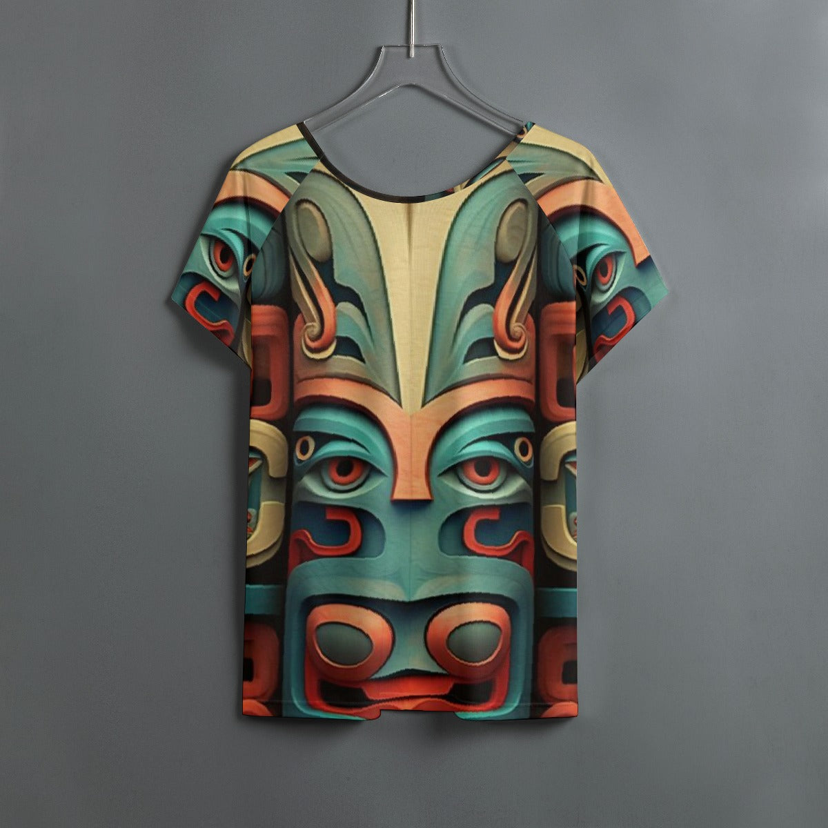 All-Over Print Women's Round Neck T-shirt With Raglan Sleeve