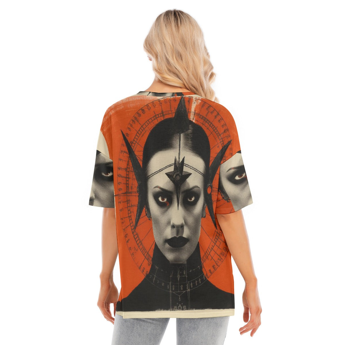 All-Over Print Women's Short Sleeves T-shirt With Hem Split