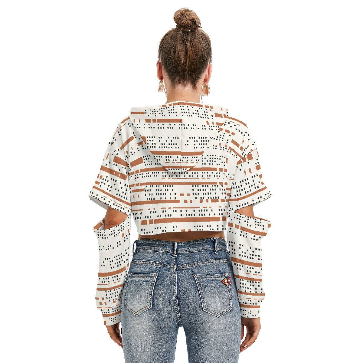All-Over Print Women's Heavy Fleece Hoodie With Hollow Out Sleeve