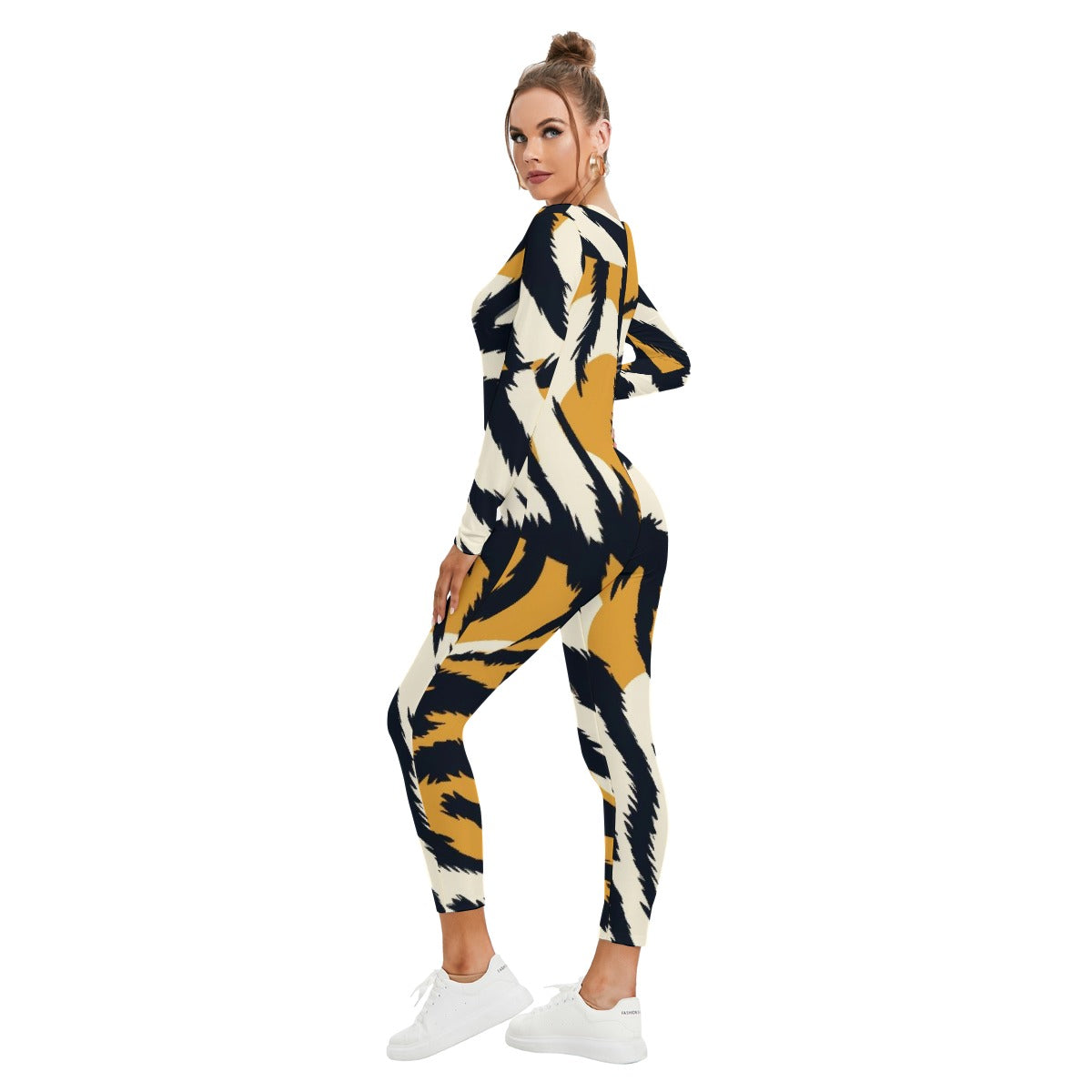 All-Over Print Women's Plunging Neck Jumpsuit