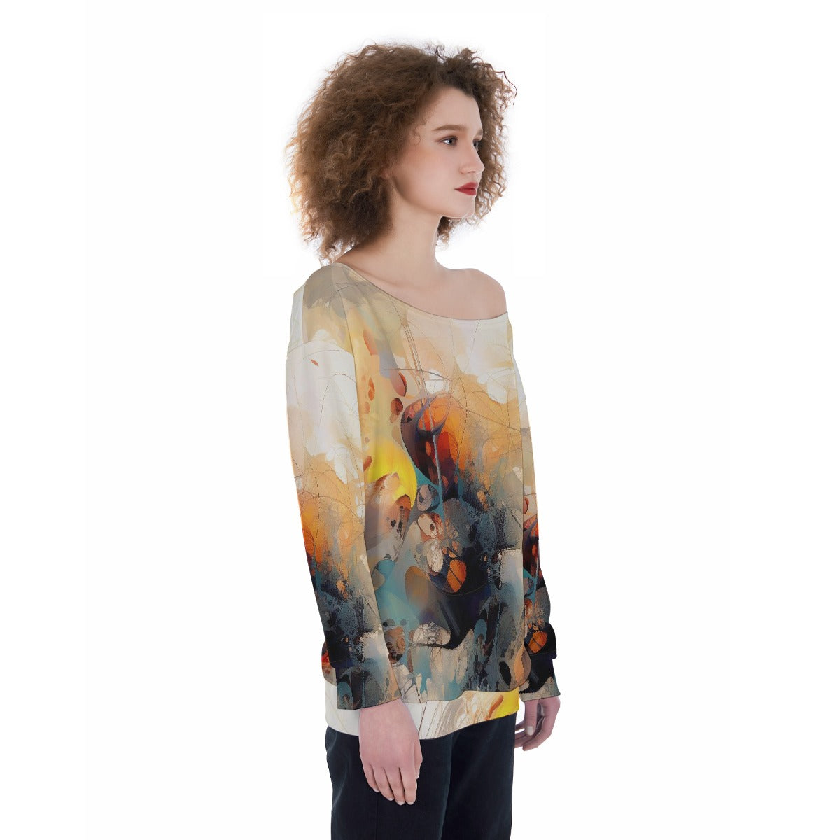 All-Over Print Oversized Women's Off-Shoulder Sweatshirt