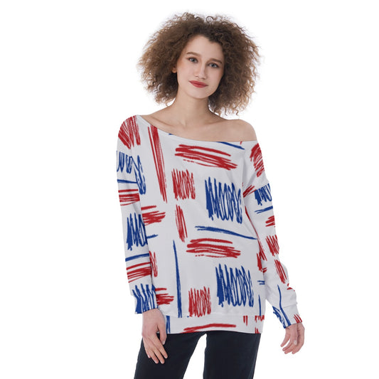 All-Over Print Oversized Women's Off-Shoulder Sweatshirt