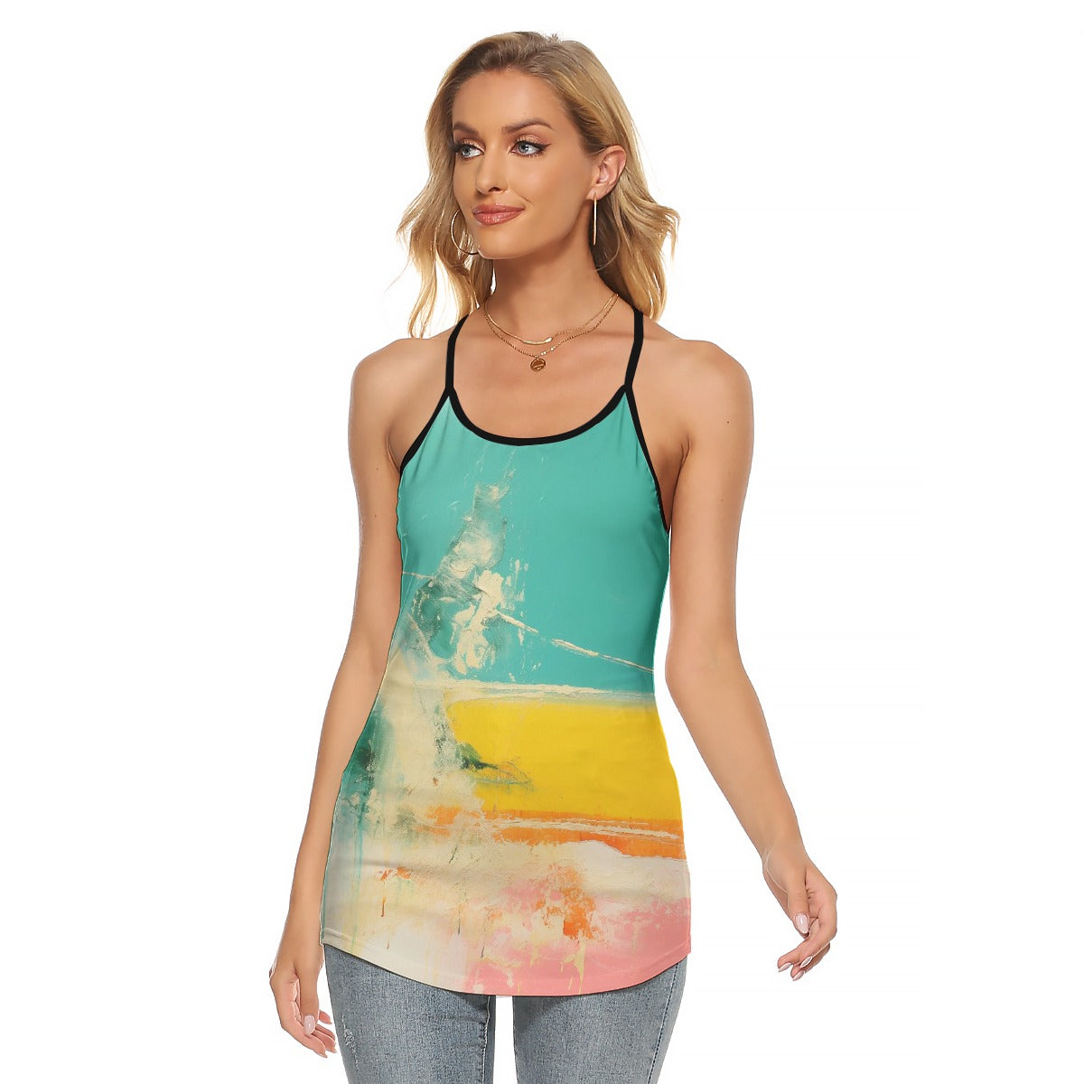All-Over Print Women's Criss-Cross Open Back Tank Top